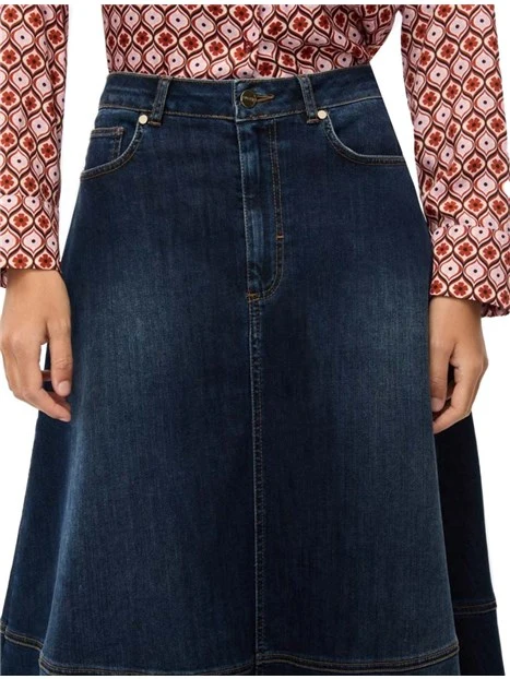 GONNA LUNGA AL GINOCCHIO IN DEMIN DONNA BLU