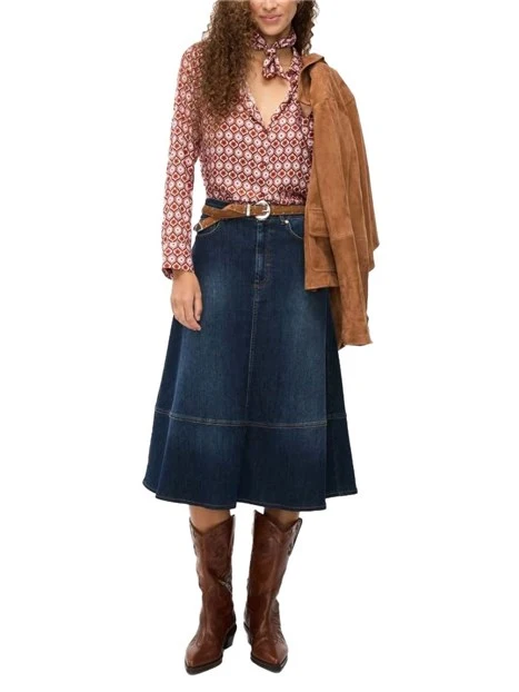 GONNA LUNGA AL GINOCCHIO IN DEMIN DONNA BLU