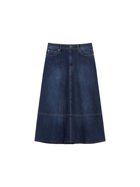 GONNA LUNGA AL GINOCCHIO IN DEMIN DONNA BLU