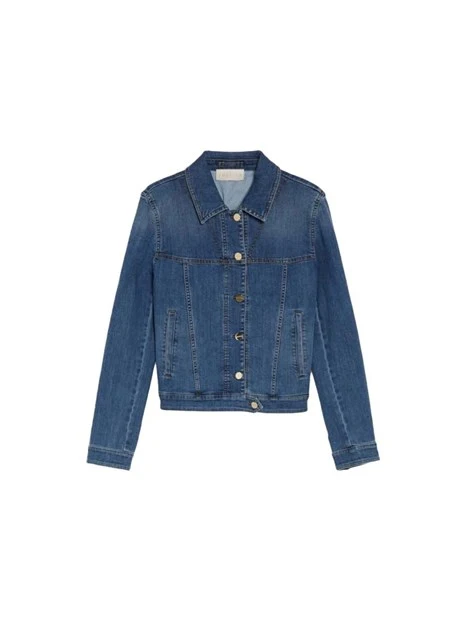 GIACCA CORTA IN DENIM COLLO A CAMICIA DONNA BLU