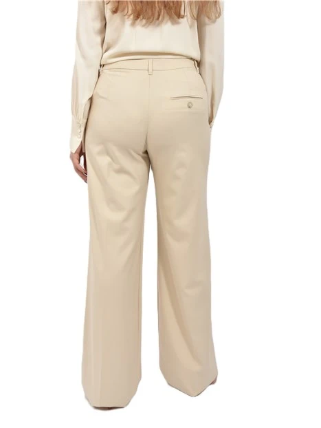 PANTALONI PALAZZO IN MISTO VISCOSA CON PIEGA STIRATA DONNA AVORIO