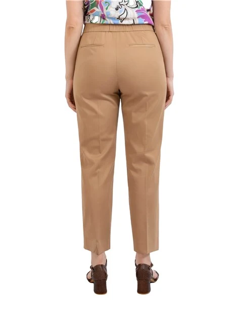 PANTALONE CHINO IN POPELINE DI COTONE STRETCH DONNA MARRONE