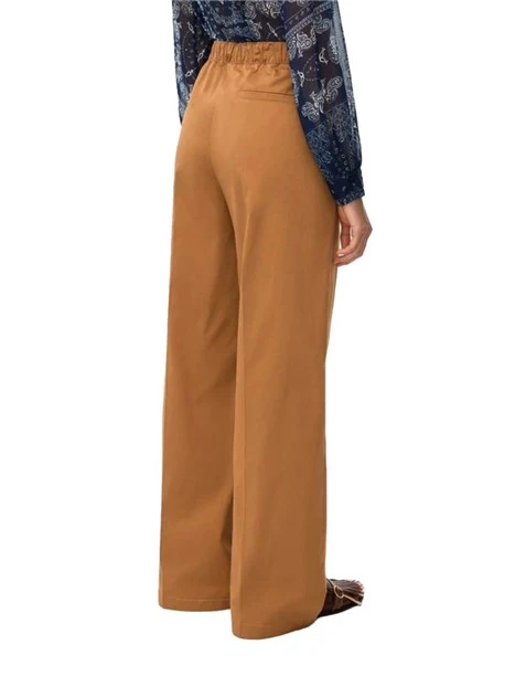 PANTALONI PALAZZO BOTTONE E ZIP NASCOSTA DONNA MARRONE