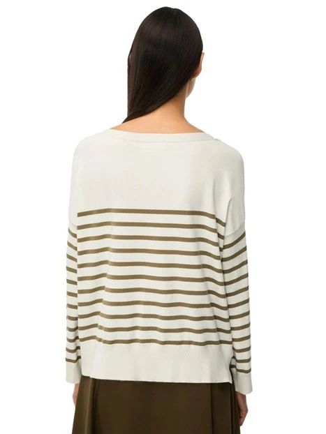 MAGLIA SCOLLO A BARCA IN MISTO VISCOSA DONNA AVORIO