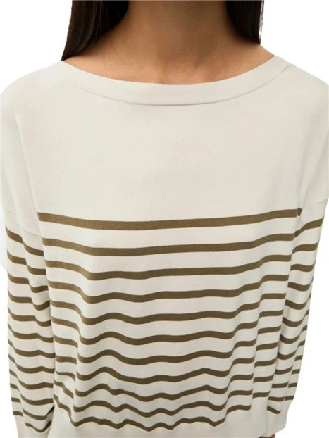 MAGLIA SCOLLO A BARCA IN MISTO VISCOSA DONNA AVORIO