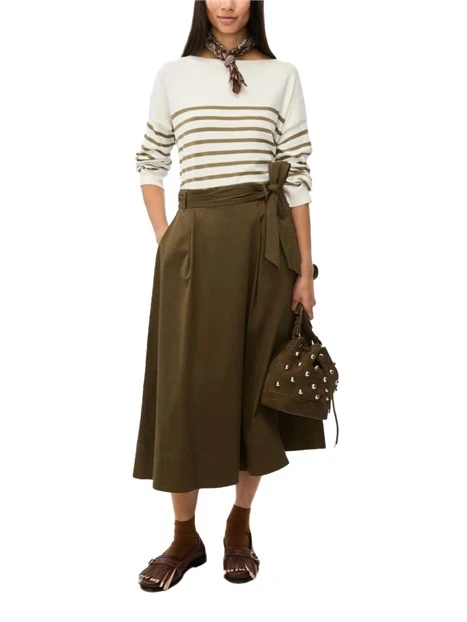 MAGLIA CON SCOLLO A BARCA IN MISTO VISCOSA CON SPACCHI LATERALI DONNA AVORIO