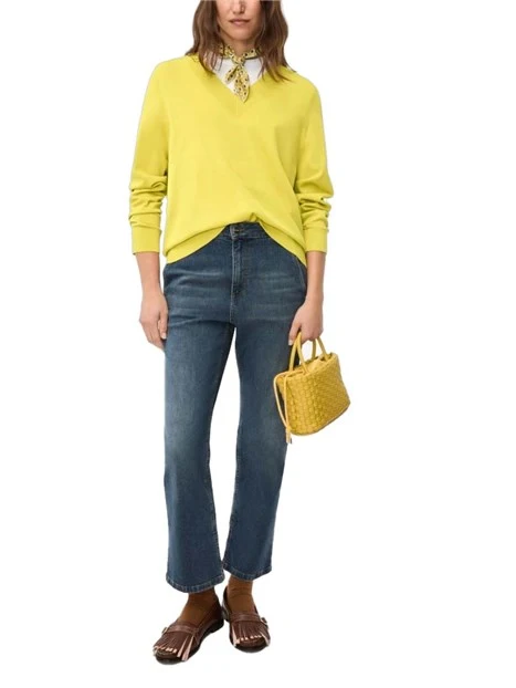 MAGLIA CON SCOLLO A V IN MISTO VISCOSA DONNA GIALLO