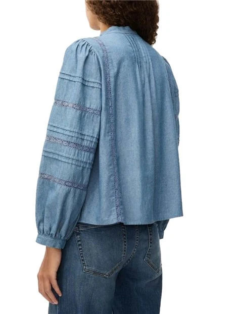 CAMICIA CON COLLO A LISTINO DONNA AZZURRO