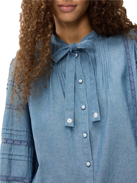 CAMICIA CON COLLO A LISTINO DONNA AZZURRO