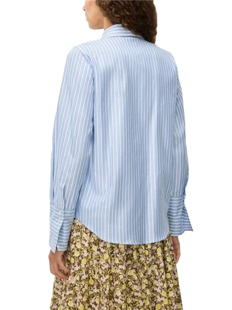 CAMICIA IN COTONE A RIGHE FIT REGOLARE DONNA AZZURRO