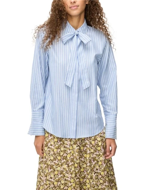 CAMICIA IN COTONE A RIGHE FIT REGOLARE DONNA AZZURRO