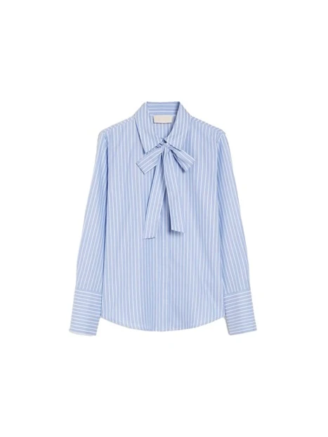 CAMICIA IN COTONE A RIGHE FIT REGOLARE DONNA AZZURRO