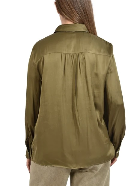 CAMICIA IN RASO CON ARRICCIATURA SUL RETRO DONNA VERDE