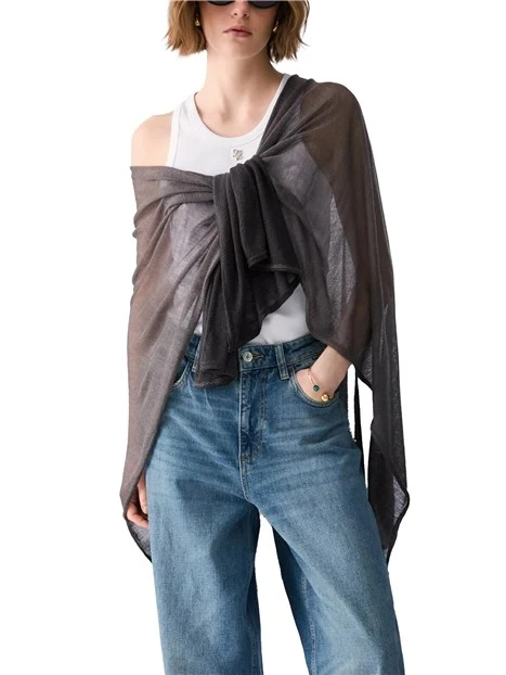 PONCHO IN TESSUTO LEGGERO DONNA NERO