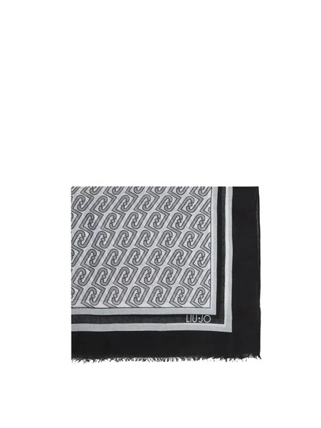 STOLA CON MOTIVO MONOGRAM ALL-OVER DONNA NERO
