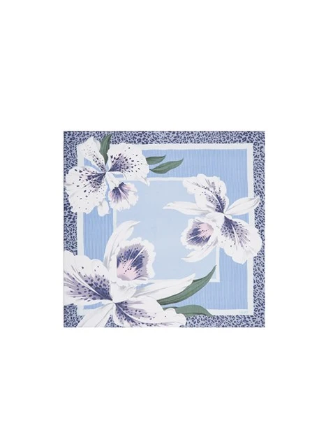 FOULARD GRANDE CON STAMPA ORCHIDEA DONNA BLU