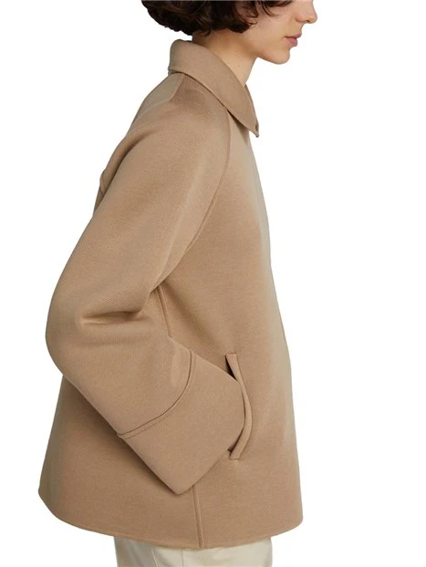 GIACCA CORTA MONOPETTO MANICHE AMPIE DONNA BEIGE