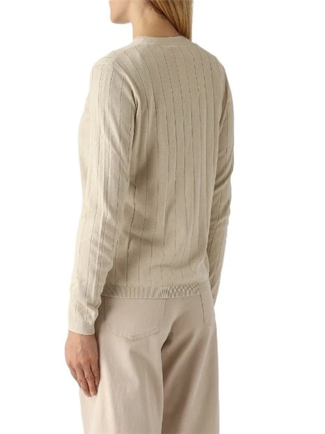 CARDIGAN IN MISTO SETA CON LAVORAZIONE A COSTE DONNA AVORIO