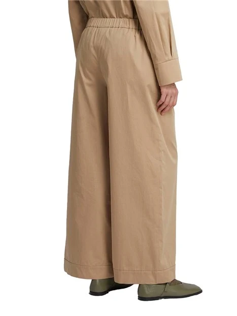 PANTALONI PALAZZO IN COTONE VITA ELASTICIZZATA DONNA BEIGE