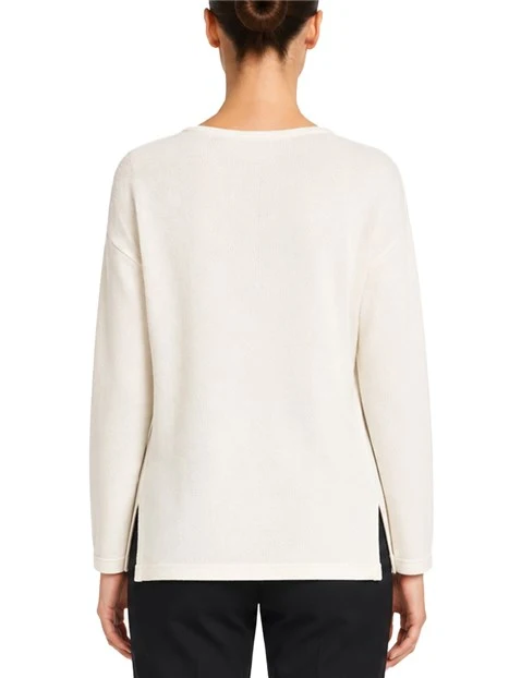 MAGLIA GIROCOLLO IN FILATO DI MISTO COTONE DONNA BIANCO