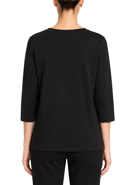 MAGLIA GIROCOLLO CON MANICHE A TRE QUARTI DONNA NERO