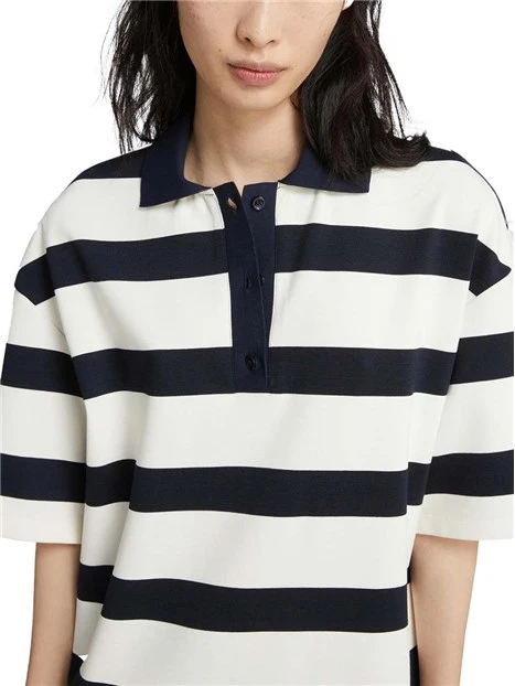 POLO FANTASIA A RIGHE DONNA BIANCO