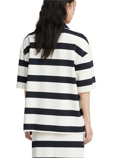 POLO FANTASIA A RIGHE DONNA BIANCO