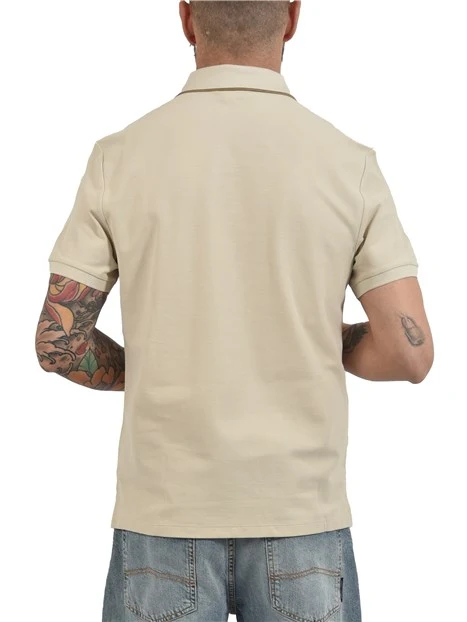 POLO MANICA CORTA IN MAGLIA FINE ELASTICIZZATA UOMO BEIGE