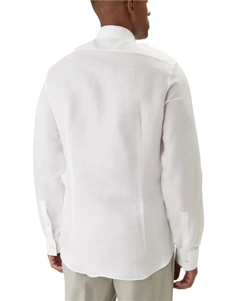 CAMICIA CASUAL SLIM FIT IN MISTO LINO UOMO BIANCO