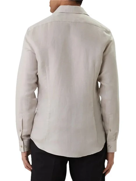 CAMICIA CASUAL SLIM FIT IN MISTO LINO UOMO TORTORA