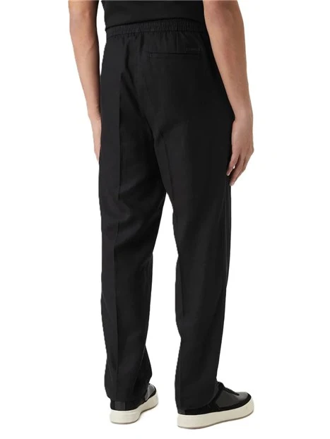 PANTALONI CHINO IN LINO CON VITA ELASTICA UOMO NERO