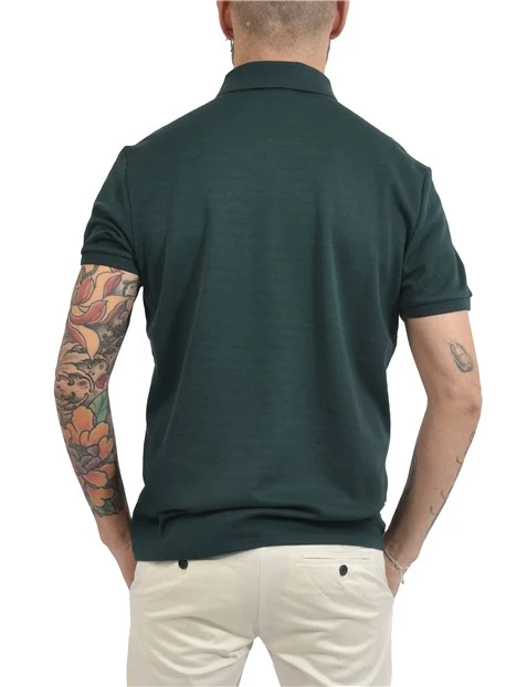 POLO MANICA CORTA IN COTONE ELASTICIZZATO CON LOGO RICAMATO UOMO VERDE