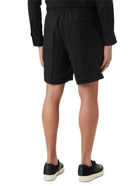 BERMUDA IN MISTO LINO CON ELASTICO IN VITA UOMO NERO