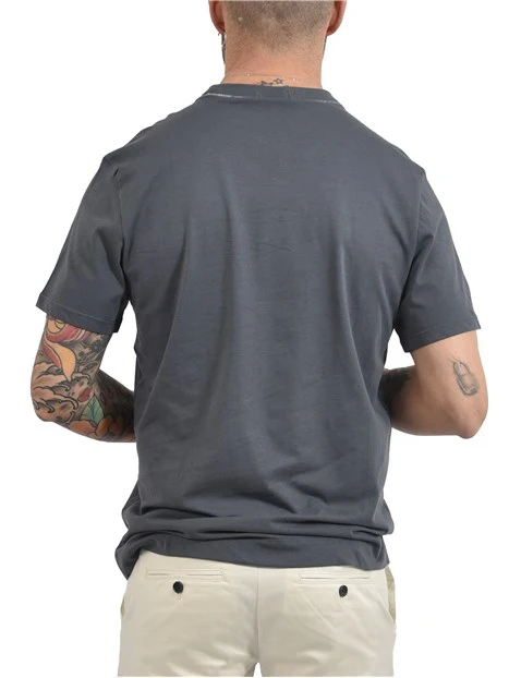 T-SHIRT MANICA CORTA CON COLLO CON CUCITURE A CONTRASTO UOMO GRIGIO