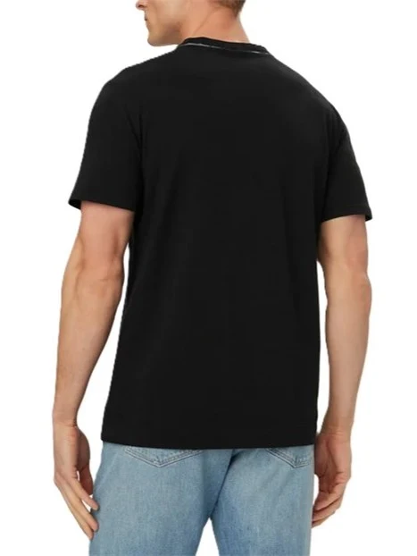 T-SHIRT MANICA CORTA CON COLLO CON CUCITURE A CONTRASTO UOMO NERO