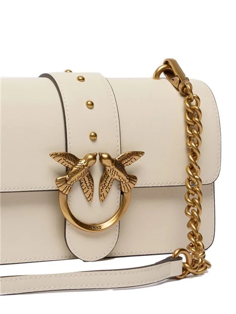 BORSA A TRACOLLA IN PELLE CON CATENA ARGENTO DONNA BIANCO