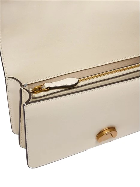 BORSA A TRACOLLA IN PELLE CON CATENA ARGENTO DONNA BIANCO