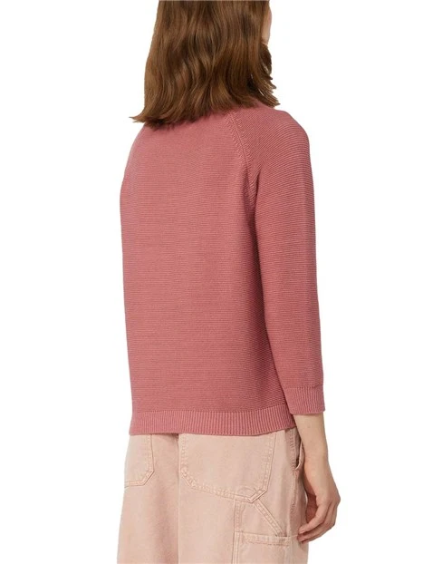 MAGLIA GIROCOLLO AMPIO IN COTONE DONNA  FUCSIA