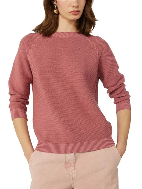 MAGLIA GIROCOLLO AMPIO IN COTONE DONNA  FUCSIA