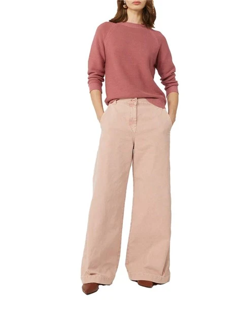 MAGLIA GIROCOLLO AMPIO IN COTONE DONNA  FUCSIA