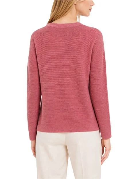 MAGLIA CON SCOLLO A V IN COTONE DONNA ROSA