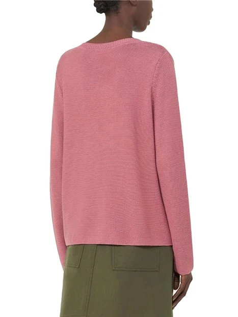 MAGLIA CON SCOLLO A V IN COTONE DONNA FUCSIA