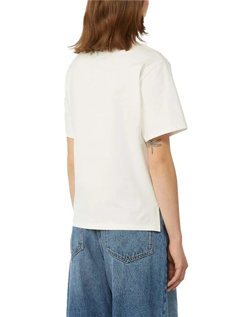 T-SHIRT MANICA CORTA CON FANTASIA  APPLICATA DONNA BIANCO