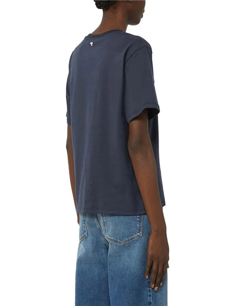 T-SHIRT MANICA CORTA CON DIVERSE FANTASIE APPLICATE DONNA BLU