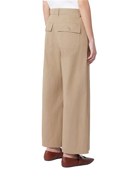 PANTALONI PALAZZO CON  PIEGA STIRATA DONNA BEIGE