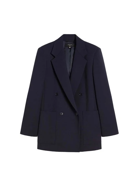 BLAZER DOPPIOPETTO IN LANA CON BOTTONI A VISTA DONNA NERO