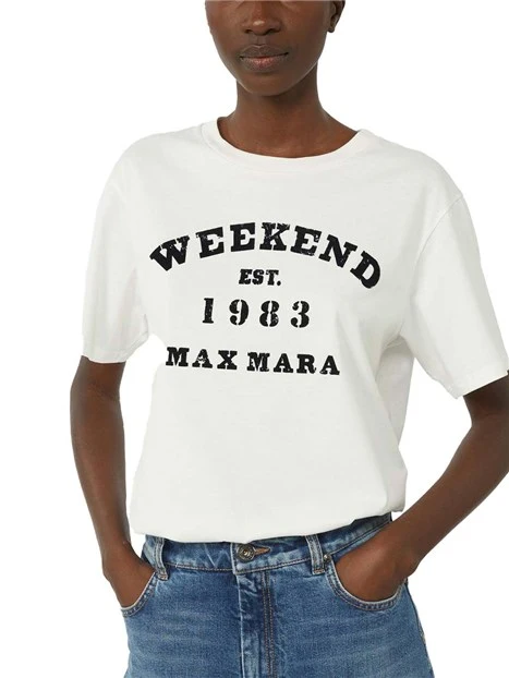 T-SHIRT MANICA CORTA CON DIVERSE FANTASIE APPLICATE DONNA OFF BIANCO