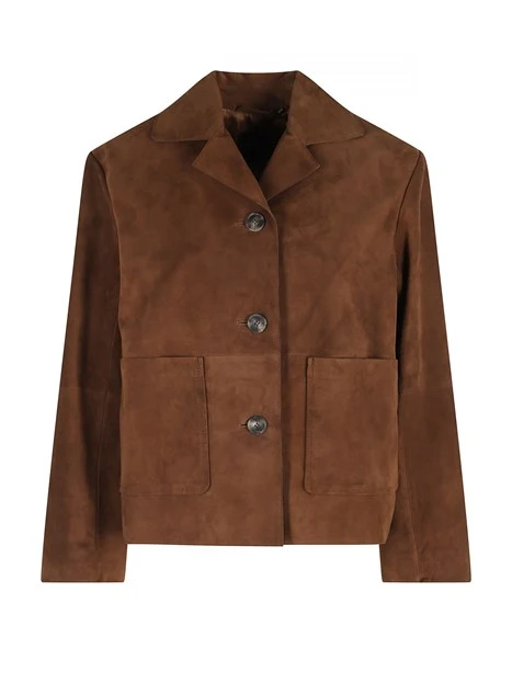 GIACCA CROPPED  IN PELLE SCAMOSCIATA DONNA MARRONE