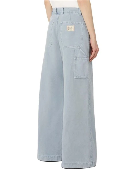 PANTALONI PALAZZO CON ZIP COPERTA DONNA AZZURRO