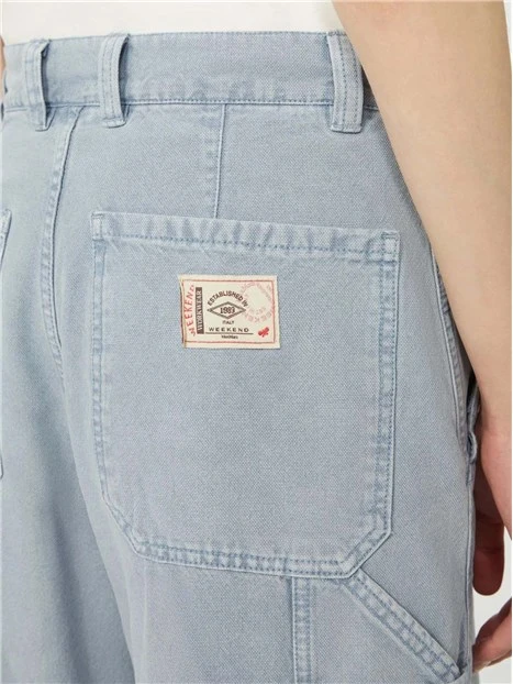 PANTALONI PALAZZO CON ZIP COPERTA DONNA AZZURRO